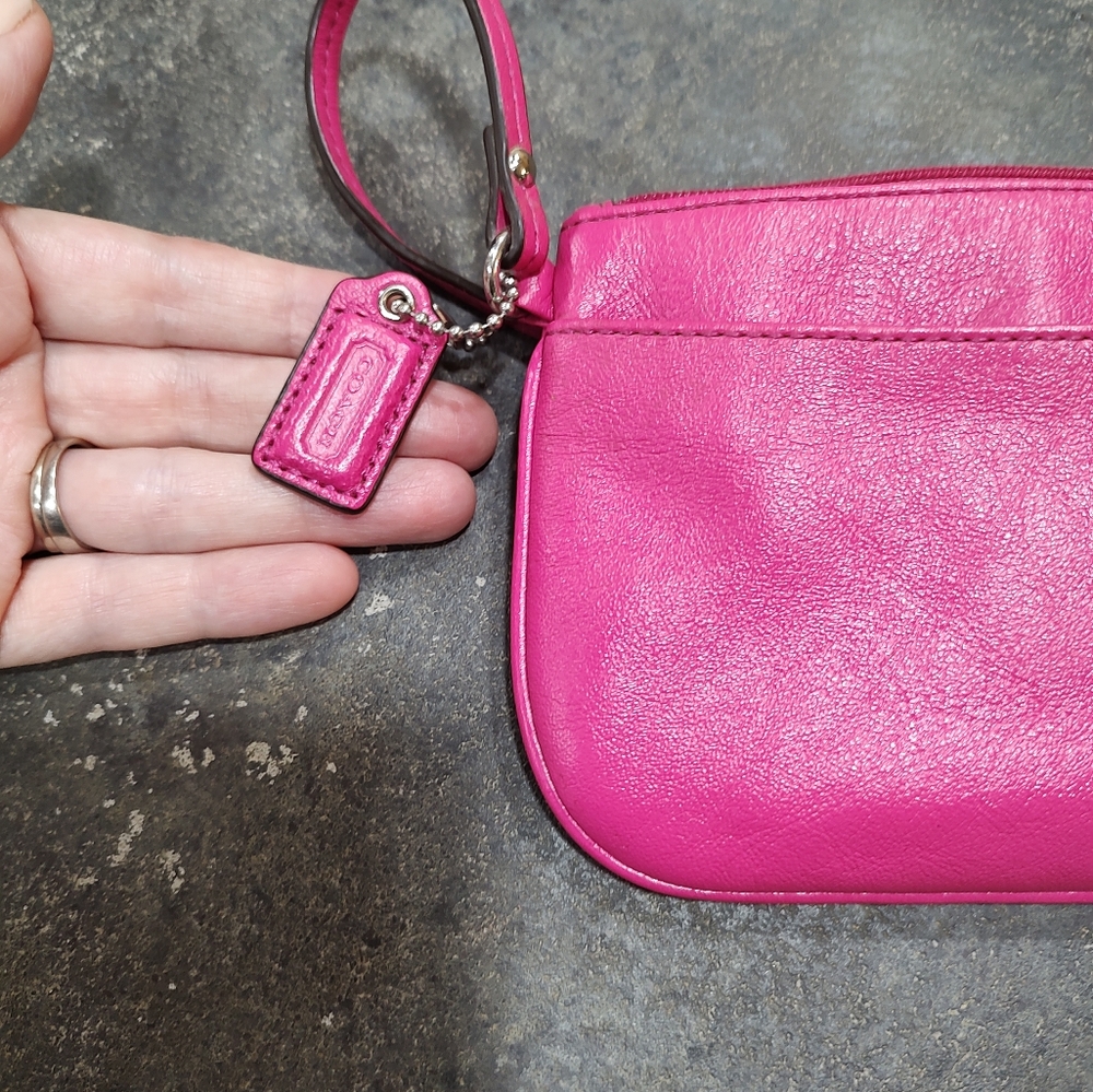 Coach Pink Leather Wristlet - Picture 3 of 7